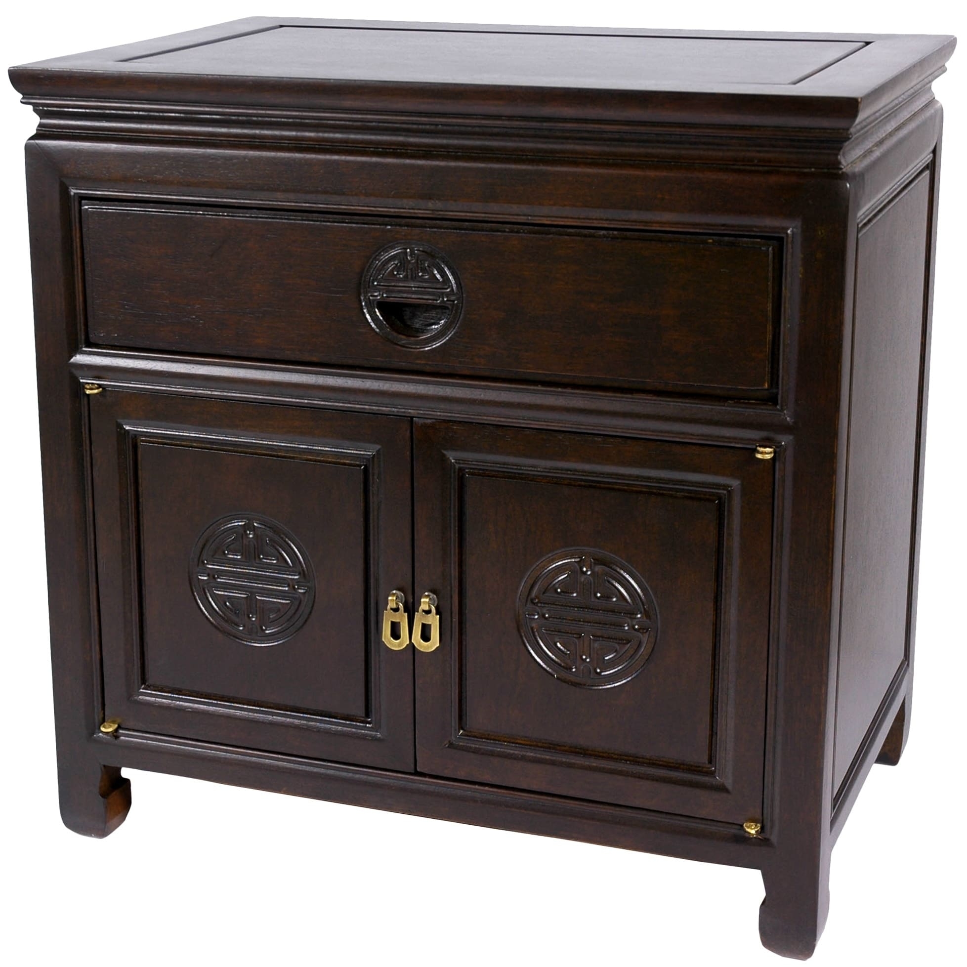Elegant Traditional Beautiful - 22" Qing Chinese Rosewood Nightstand Cabinet - 2 Fine Wood Finishes