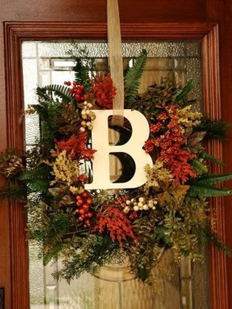 Front door wreaths with initials
