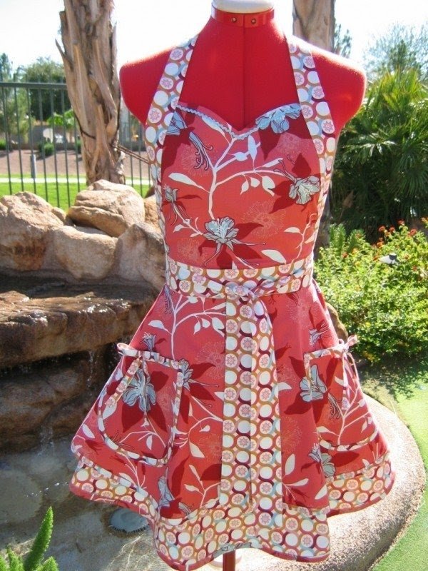 Full apron womens aprons custom sizes sweetheart handmade scarlet chic