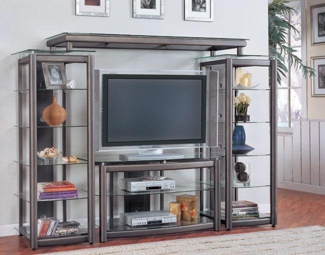 Glass and metal tv stand