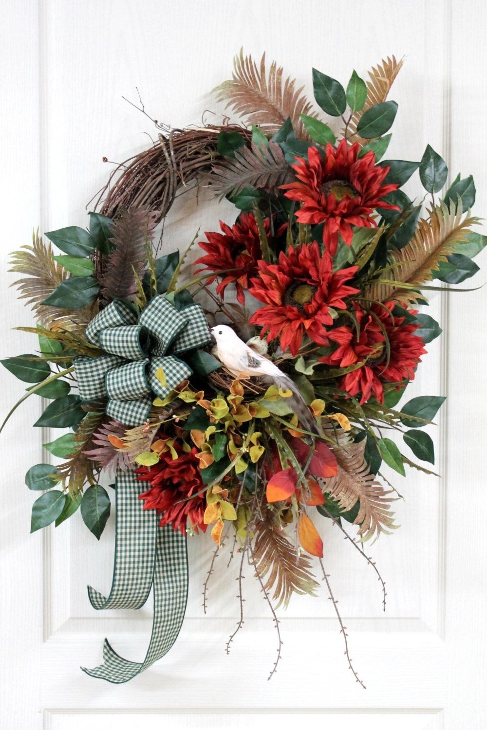 Large country wreath for front door country by floralsfromhome