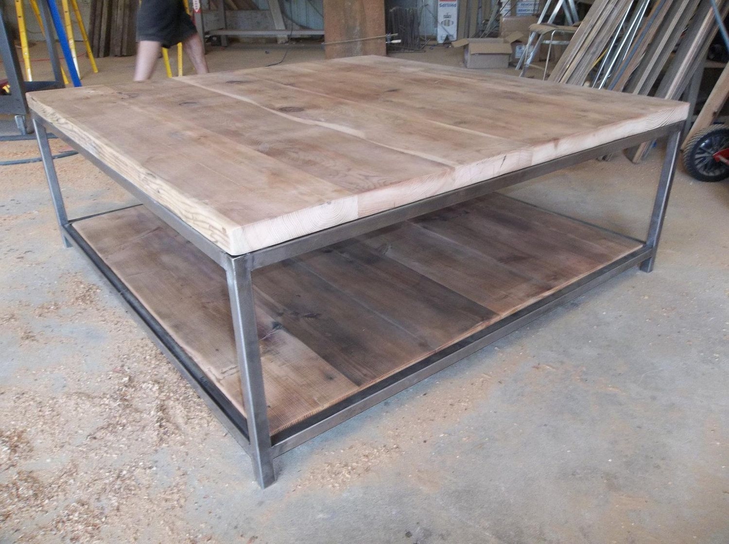 Large quare wood coffee table with
