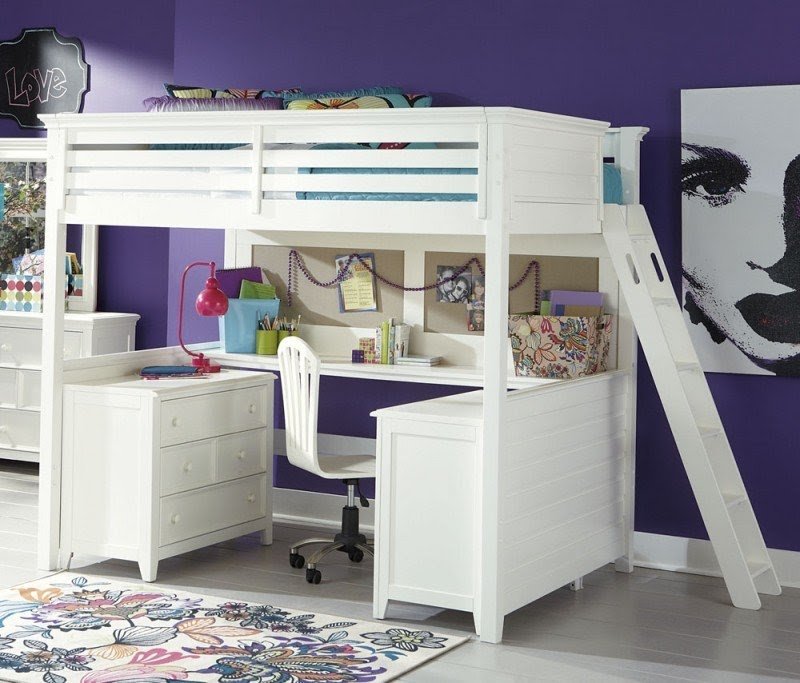 Loft bed with vanity and desk