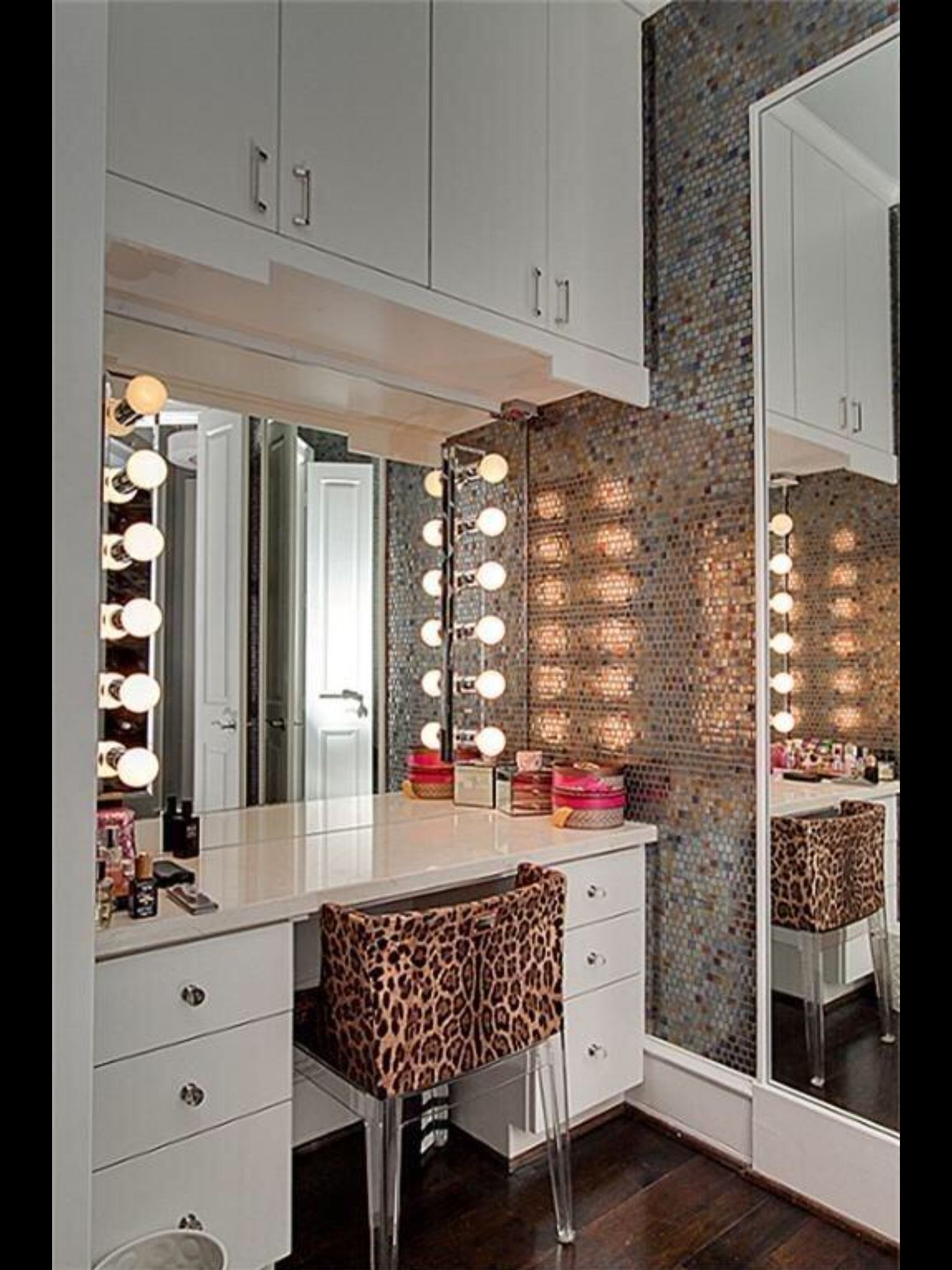 Makeup table with mirror