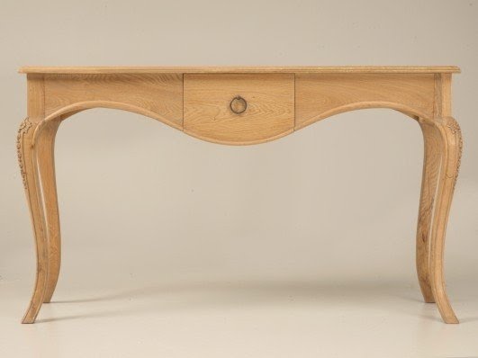 Medium sized white oak console table with a single drawer