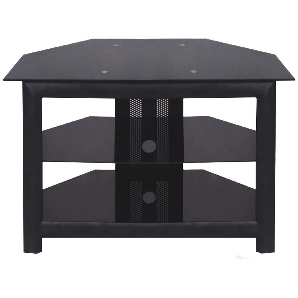 Metal tv stand with black glass 1