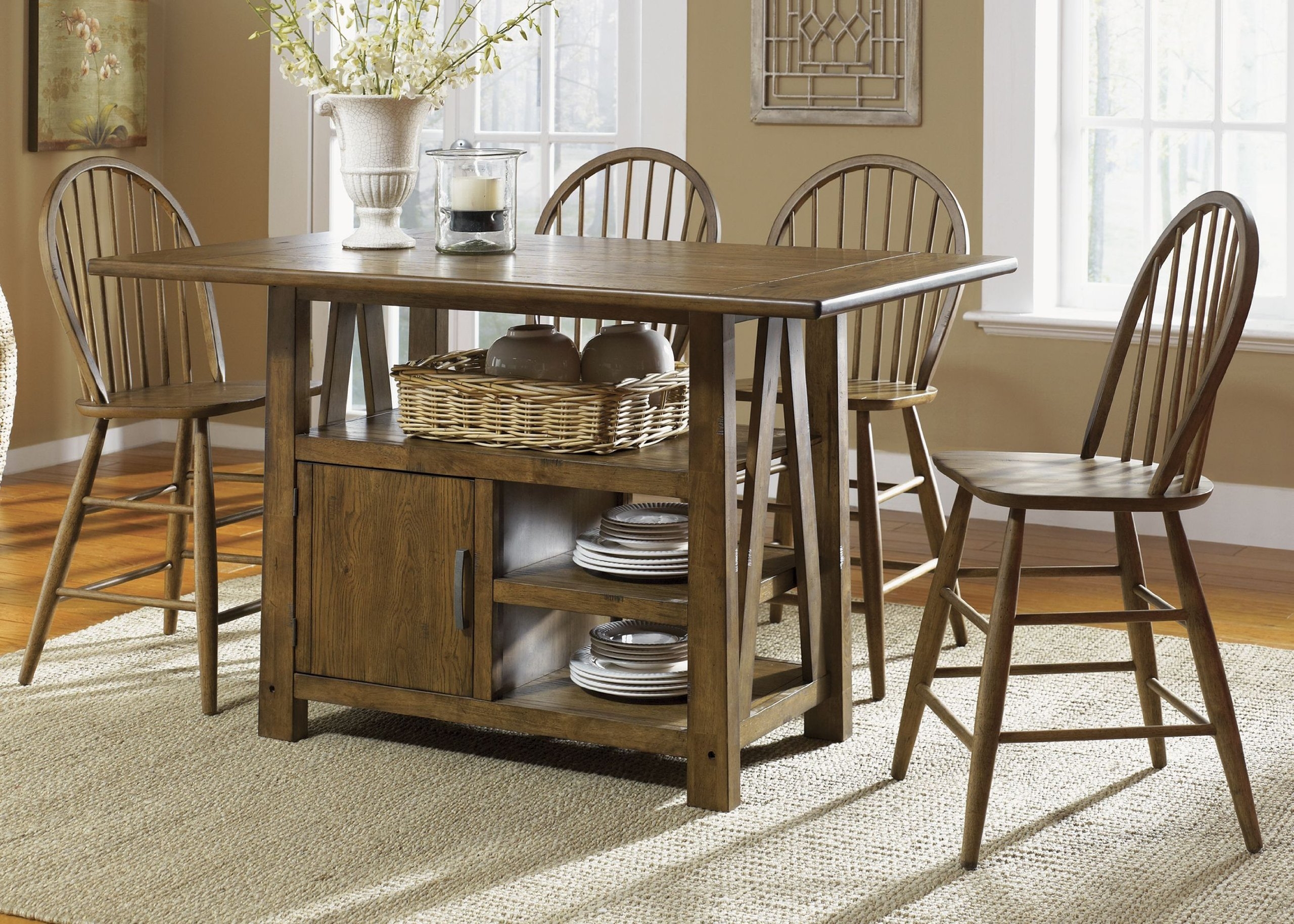 pub table with shelves