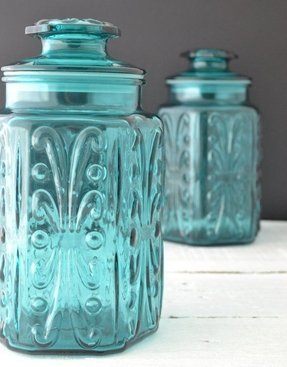 Teal kitchen canisters