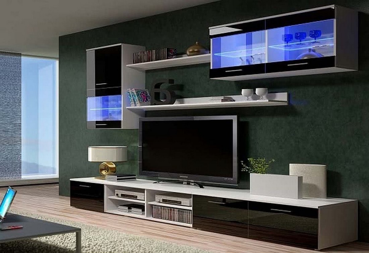 Tv Wall Units Tv Stand Tv Cabinets High Gloss Black White Modern Furniture