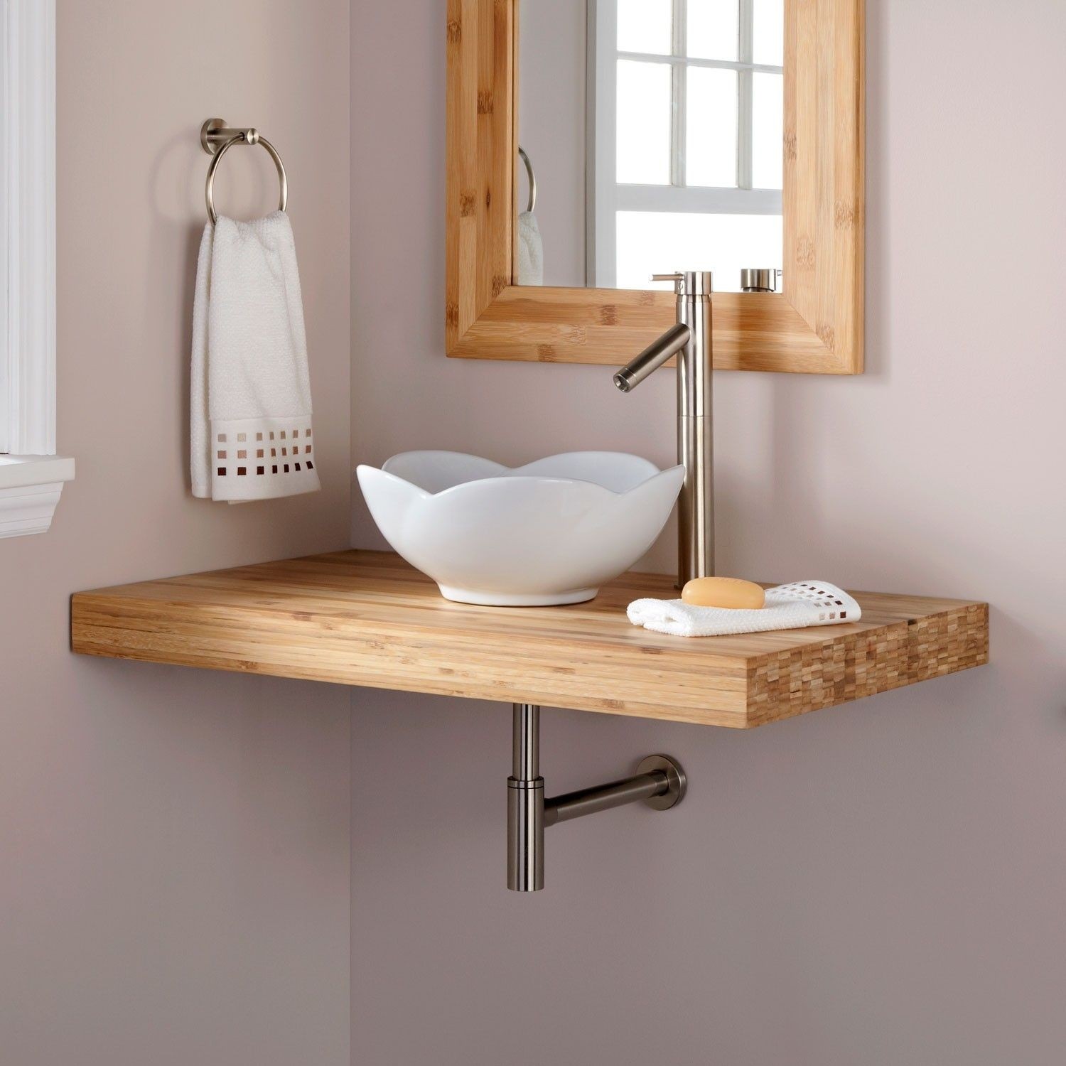 Modern small vessel sink and vanity combo