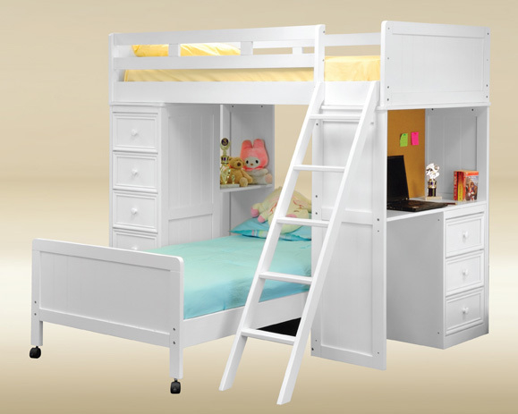 White Wood Loft Bed With Desk Ideas On Foter