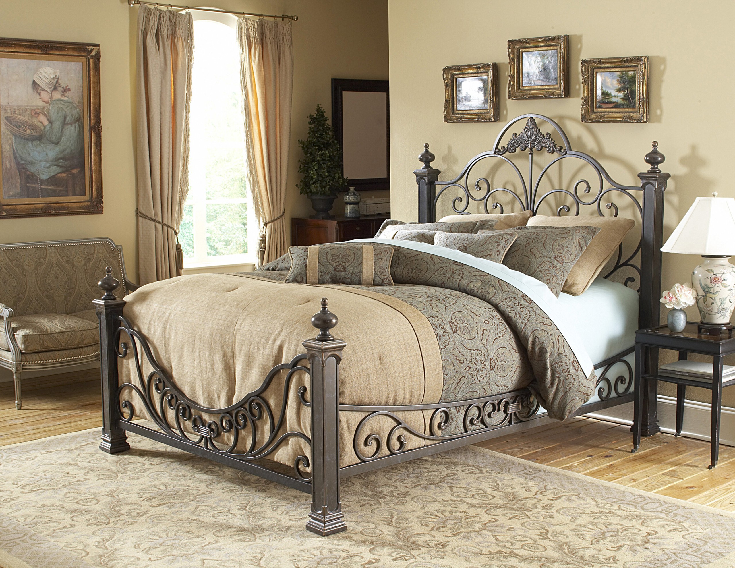 Wood and iron bed frame