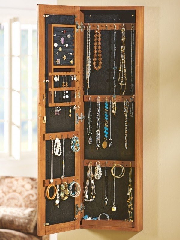 Wood jewelry armoire
