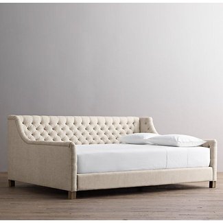 daybed queen bed tufted converts upholstered twin convertible mattress devyn sleeper rh sofa trundle weathered foter rhbabyandchild child bedroom platform