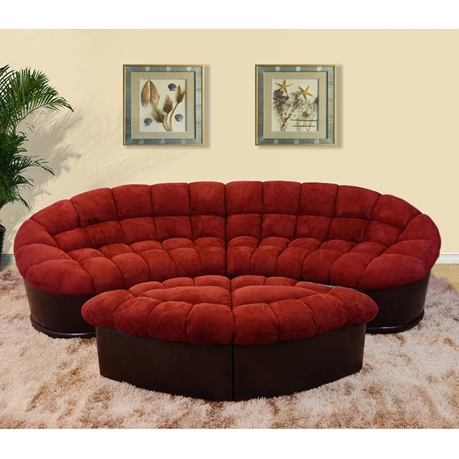 Diana 4 piece burgundy modern microfiber sofa and ottoman set