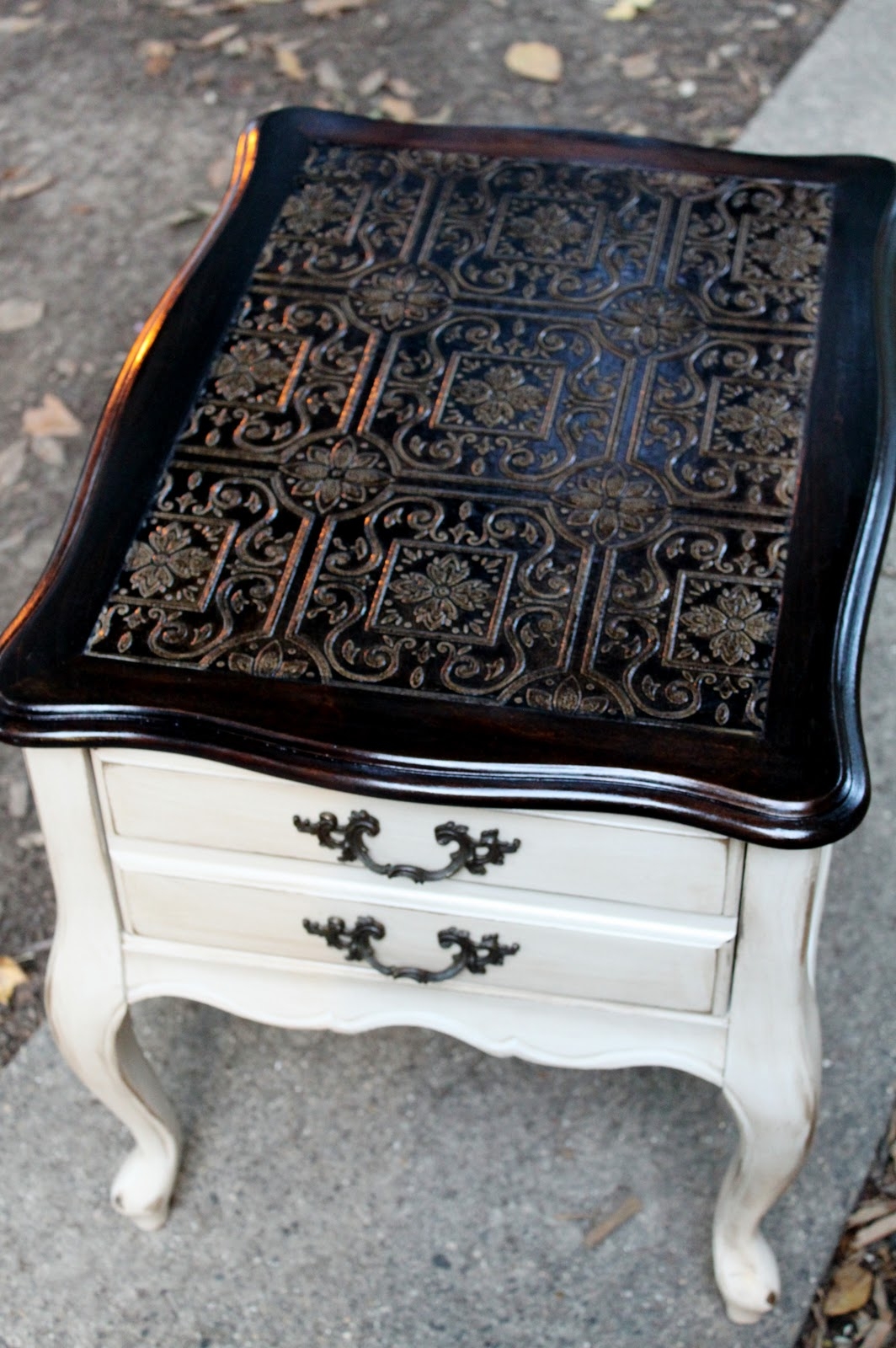 Distressed white end tables