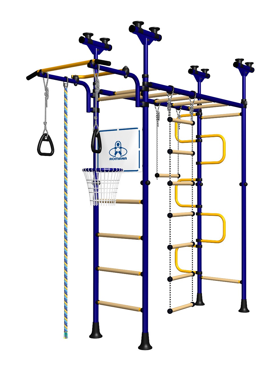 Multi-function Home Playground for Kids Monkey Bars Climbing Tower Jungle Gym Swedish Wall Ladder Children Home Gym Exercise Equipment Rope Wall Climbing Playset with Horizontal Bar & Trapeze Rings 