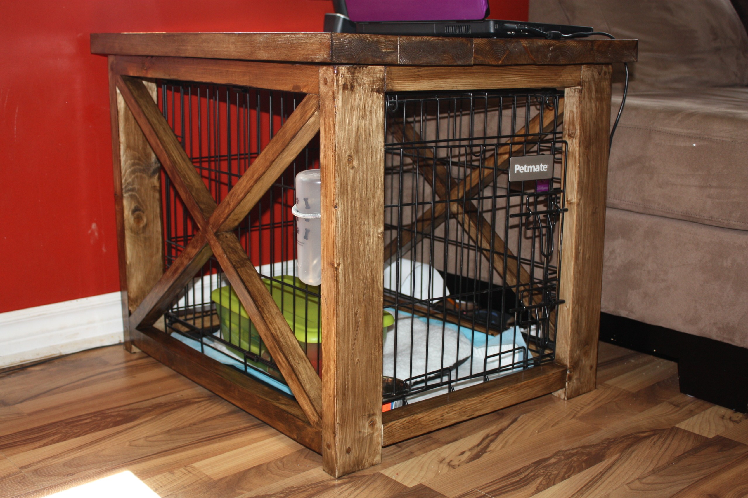 Built in outlet dog crate ideas