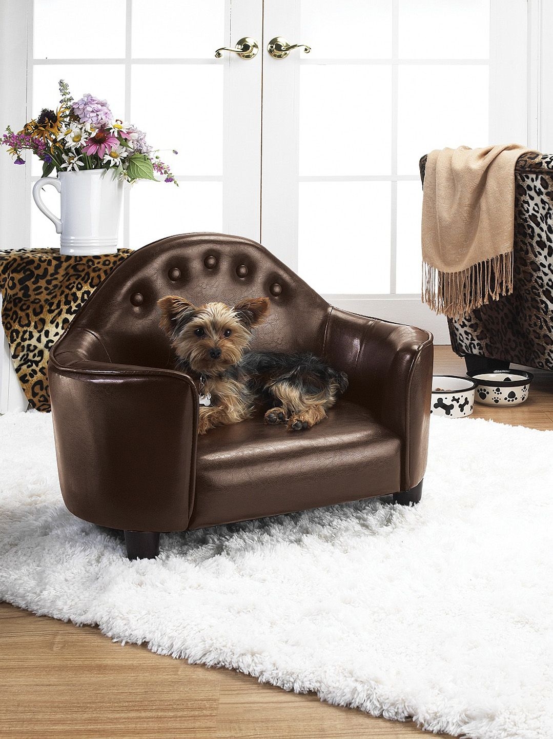 leather dog bed couch