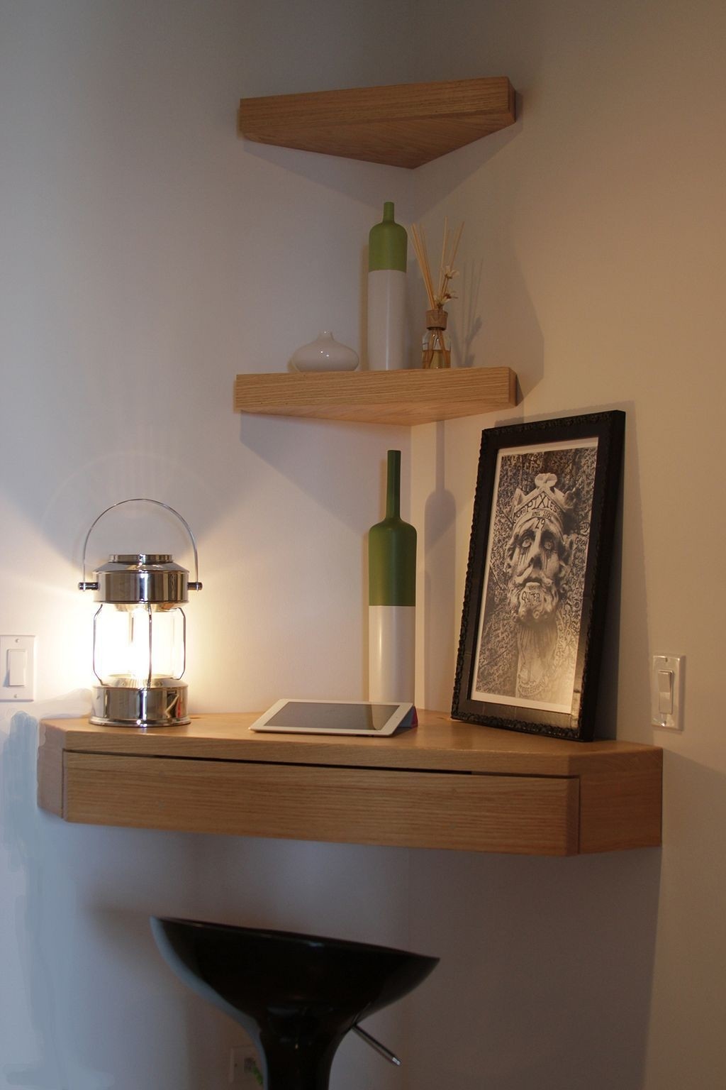 large floating corner shelves