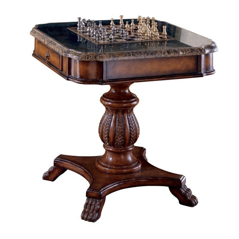 Heritage Antique Pedestal Game Table