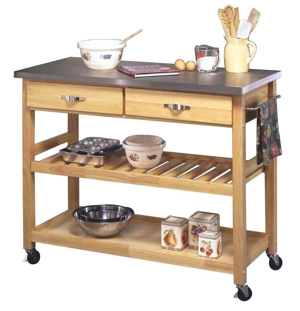 Home styles natural designer utility cart with stainless steel top