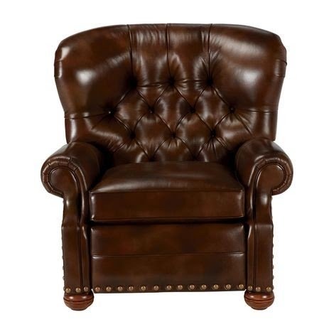 Leather recliner with nailhead trim 14