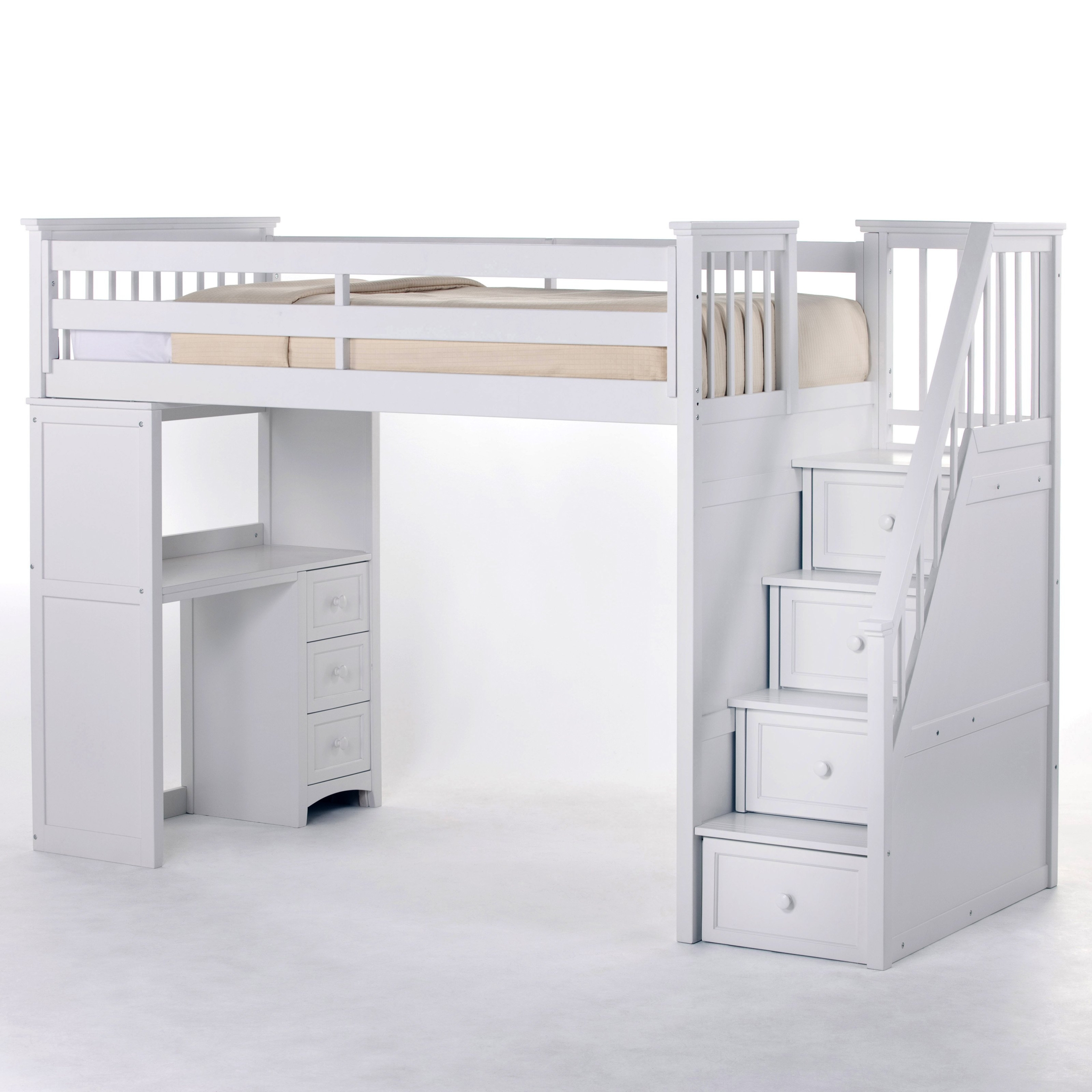 Bunk bed with hot sale stairs and desk