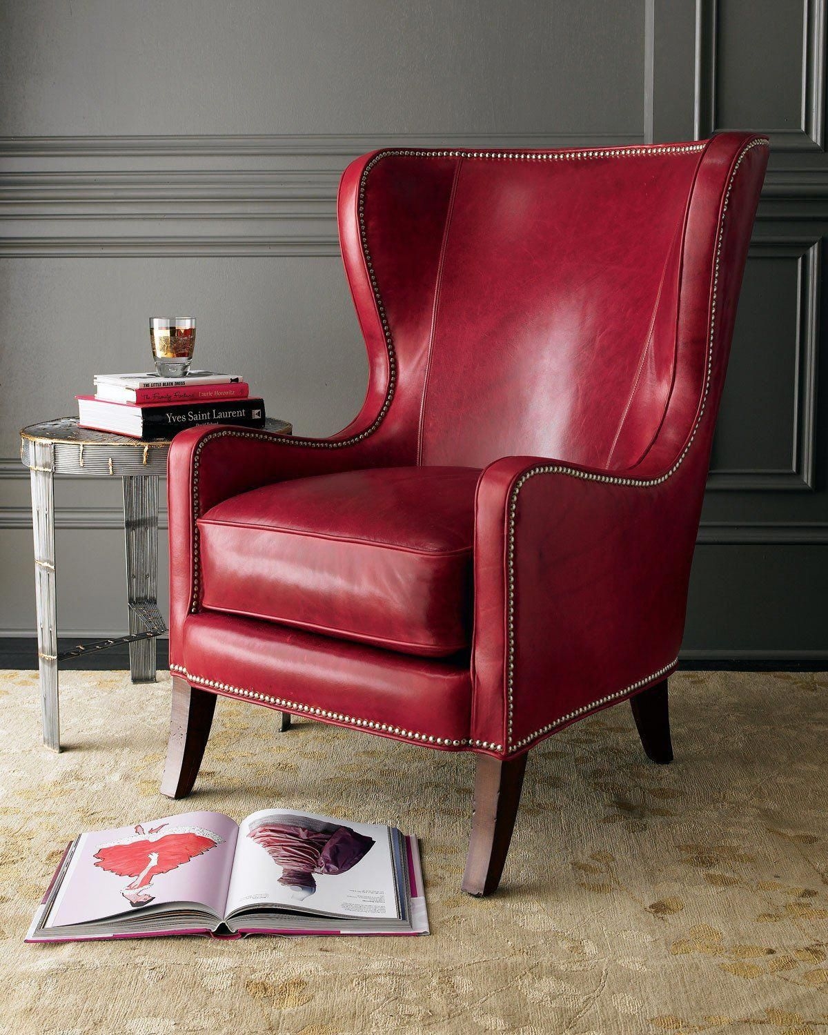 Red leather 2025 wingback recliner