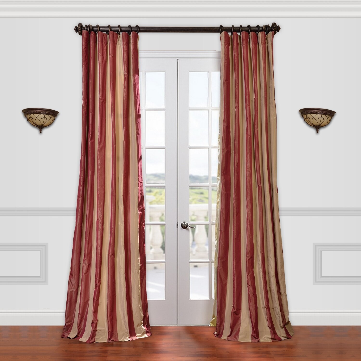 Rialto faux silk taffeta stripe curtain single panel