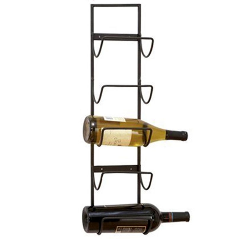 Rustic kitchen metal wall mounted wine rack 5 bottle storage