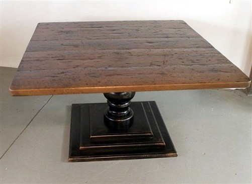 Square barn wood farm table with tuscany pedestal