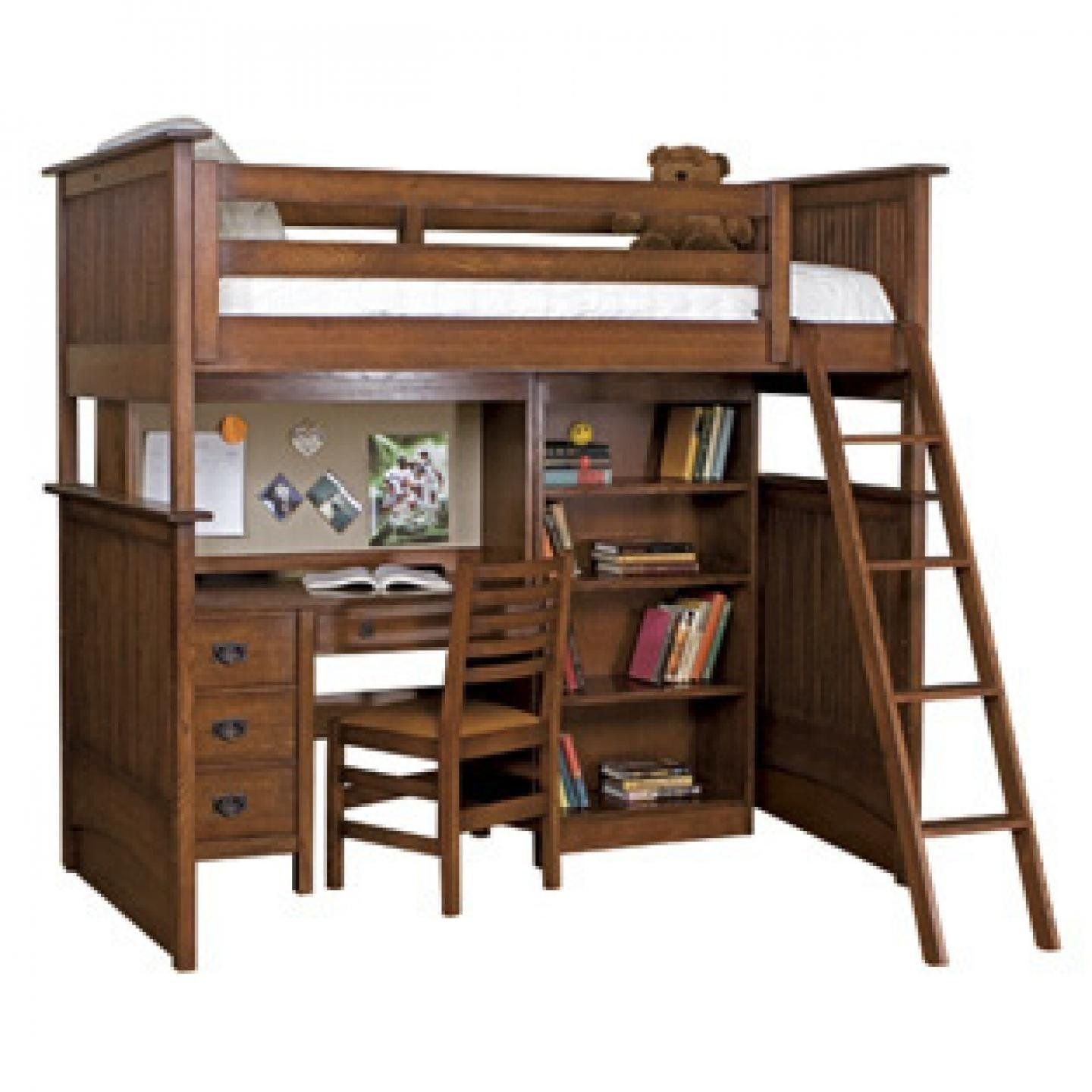 Student loft bed with desk