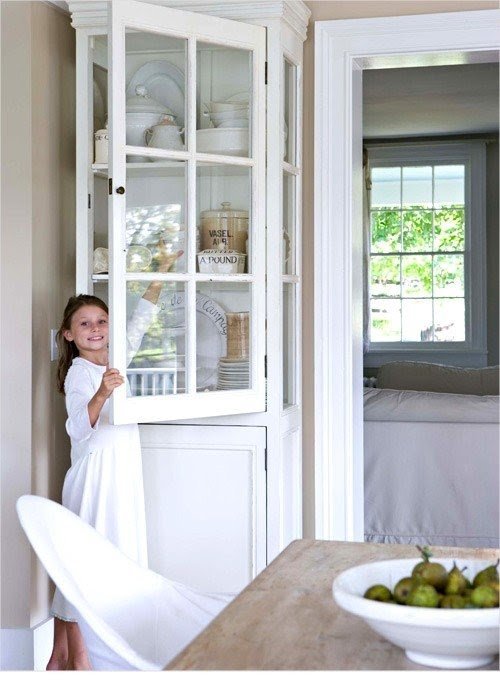 white corner cabinets dining room