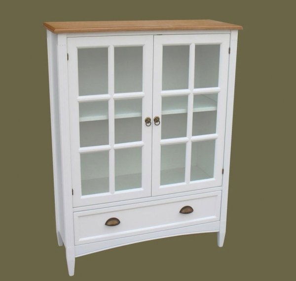 Wayborn traditional bookcase with glass door in distressed white