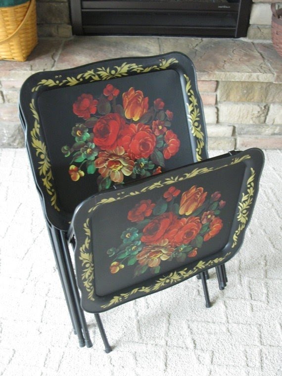 Vintage tv tray online set