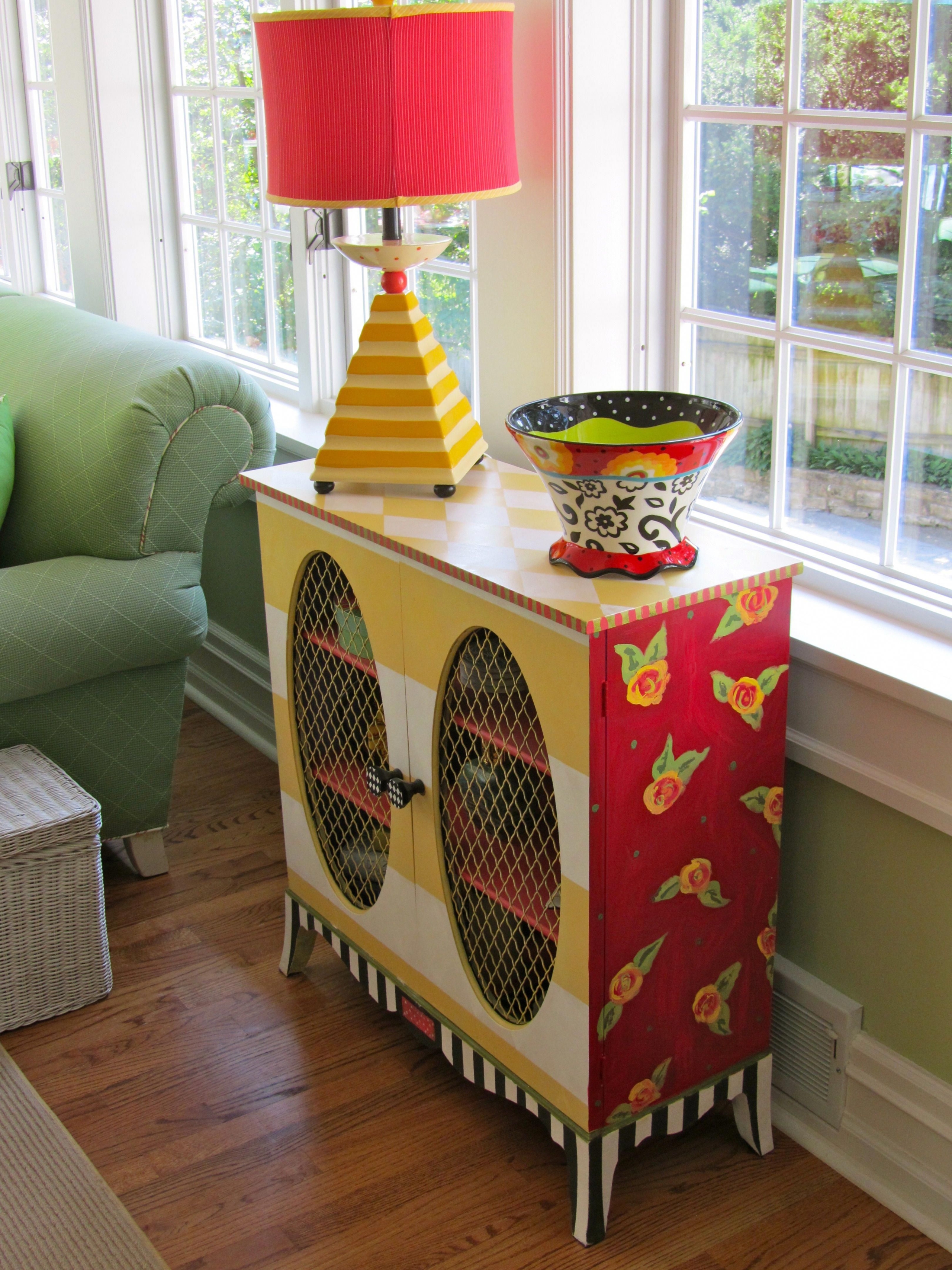 Adorable hand painted cabinet by be colorful