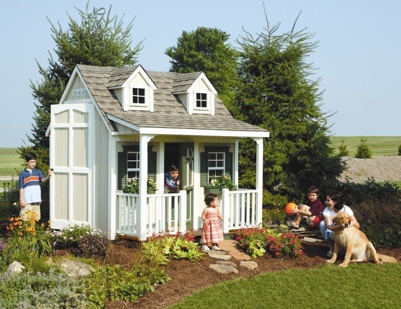 Backyard Cottage Playhouse with Front Porch, Dormers and Loft