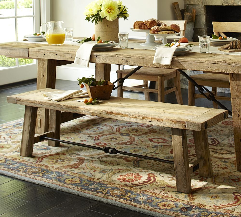 Rustic dining room discount table with bench