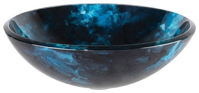 Blue glass vessel sink 13