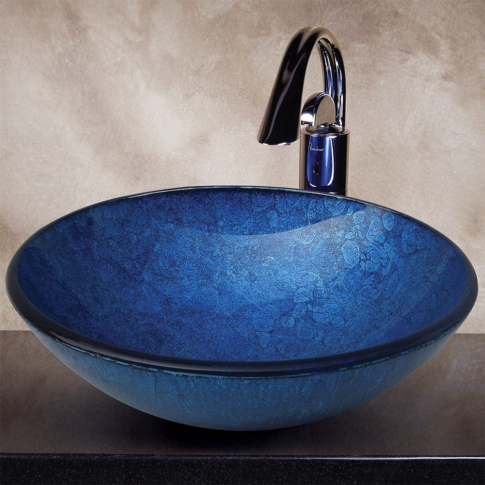 Blue glass vessel sink 3