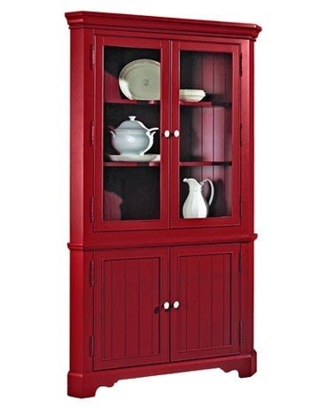 Red on sale corner hutch