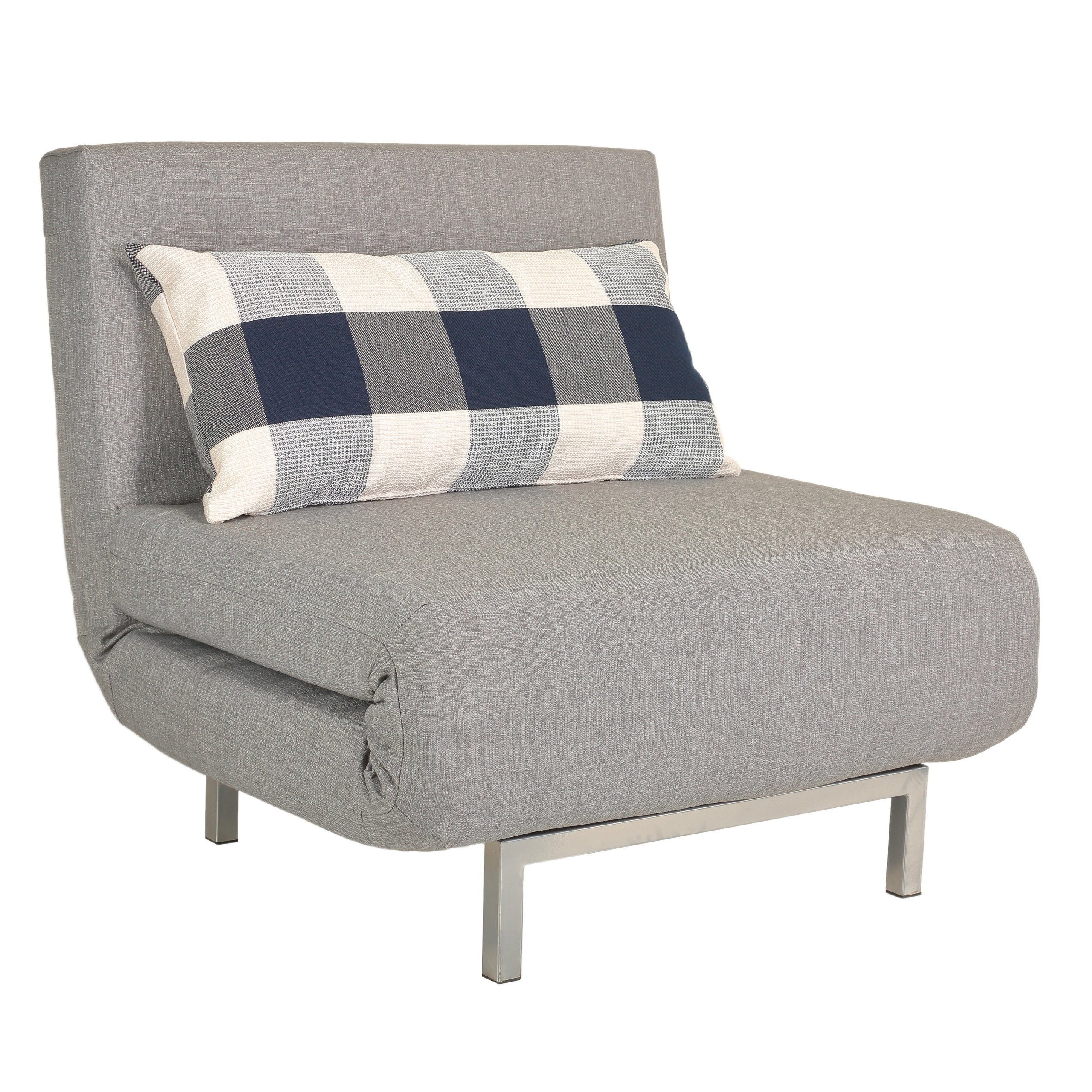 Cortesi Home Savion Convertible Accent Chair Bed, Grey