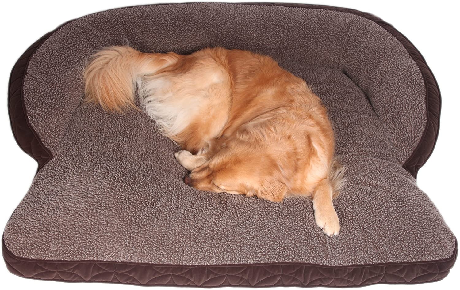 Floppy Ears Design Microfiber and Fleece Surround Bolster Dog Bed, Large Size (for Large Dogs), 48" x 36", Chocolate