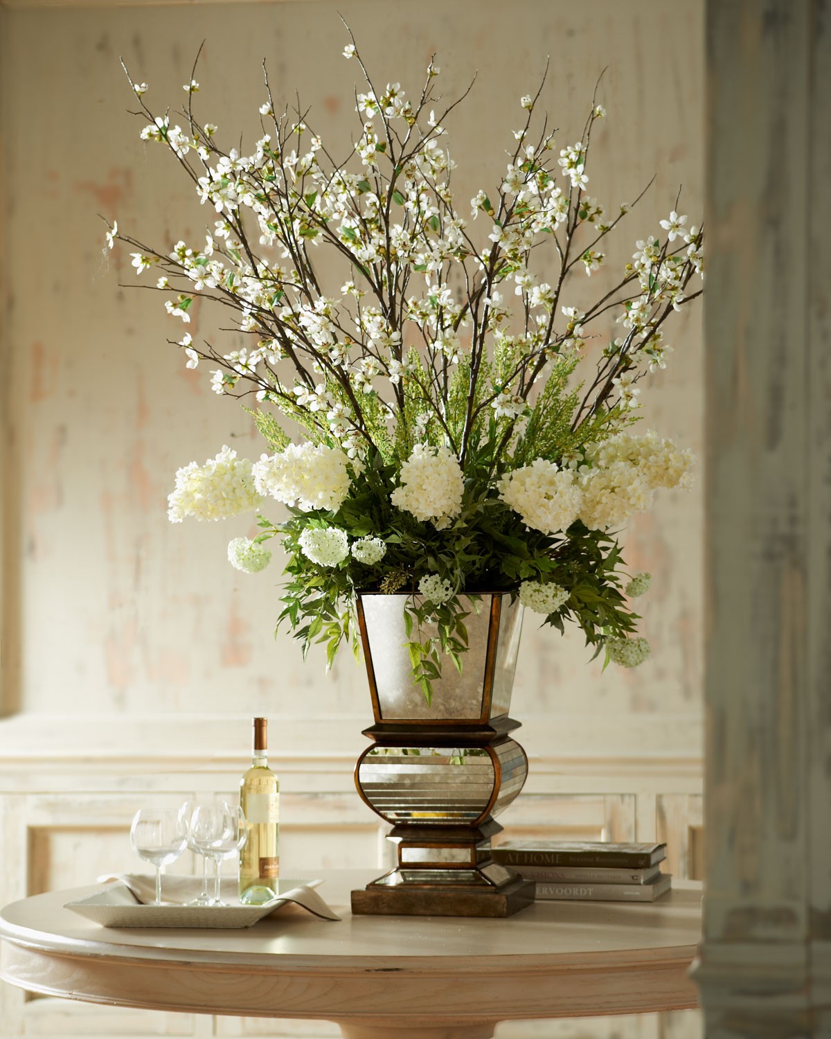 Artificial Silk Flower Arrangement In Red White & Black In Modern