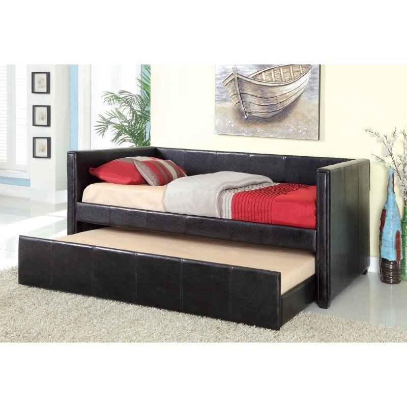 Grobina leatherette platform daybed with twin trundle