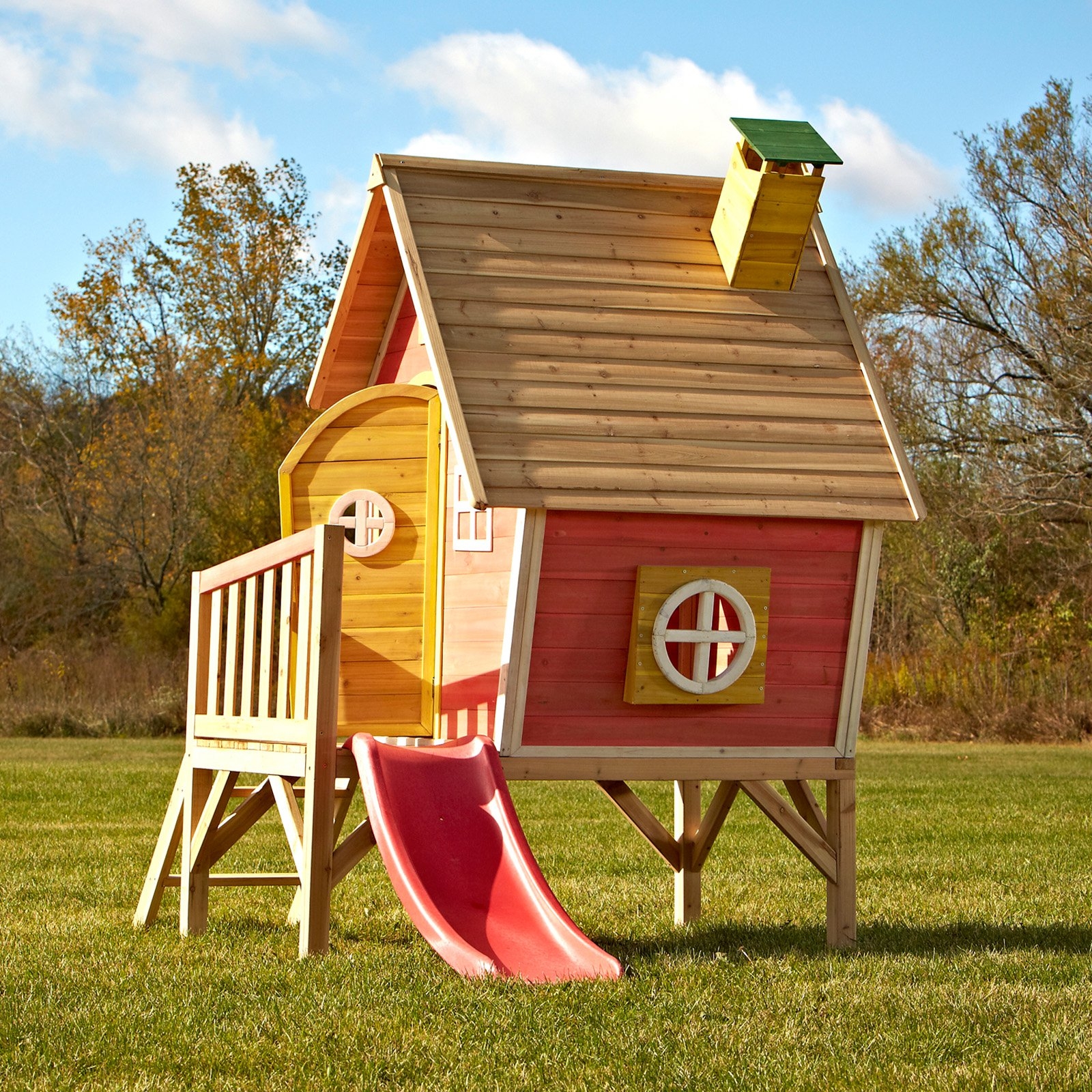 wooden playhouse with assembly