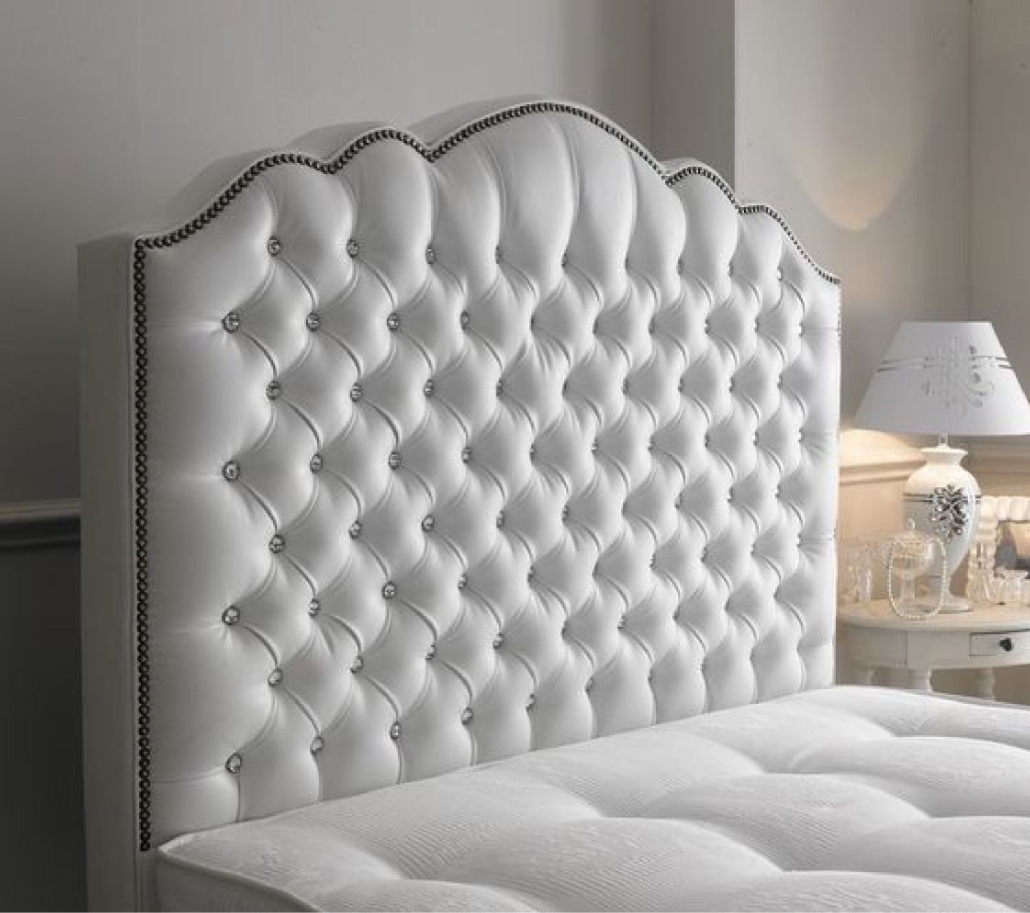 High Quality Amelia Diamante 5ft King Size Leather Headboard 62 Height