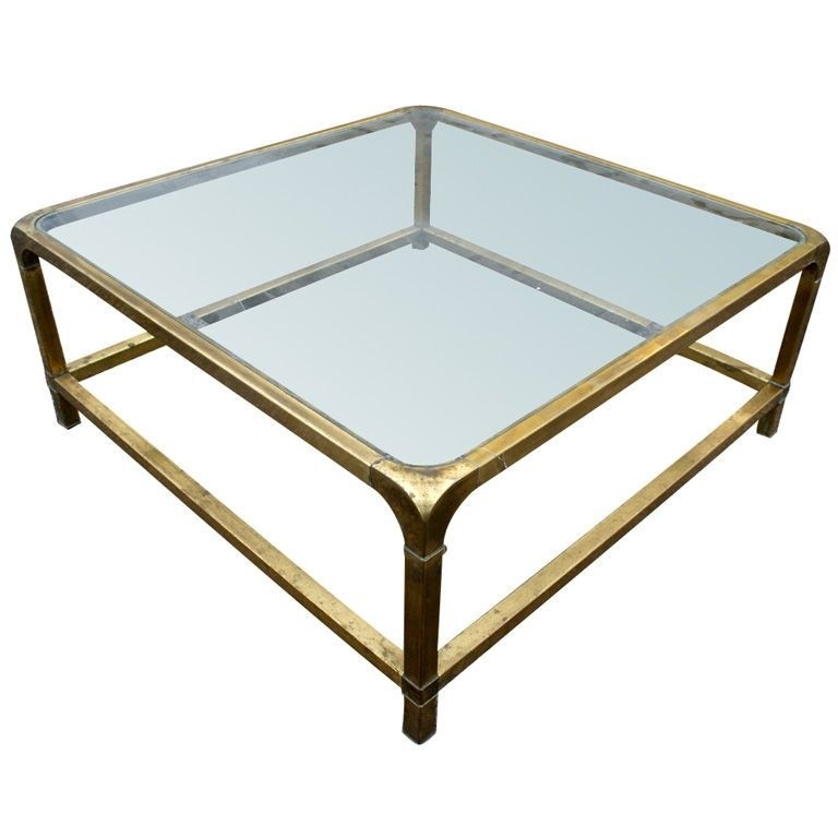 Large mastercraft rectangular brass coffee table thumbnail 1