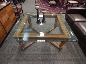 Large square glass top coffee table